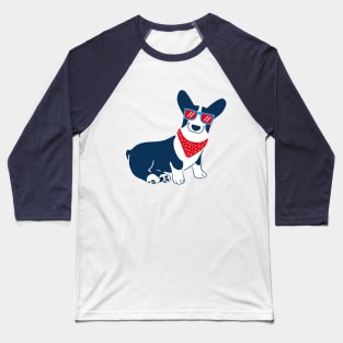 Cute Corgi with blue sunglass Baseball T-Shirt
